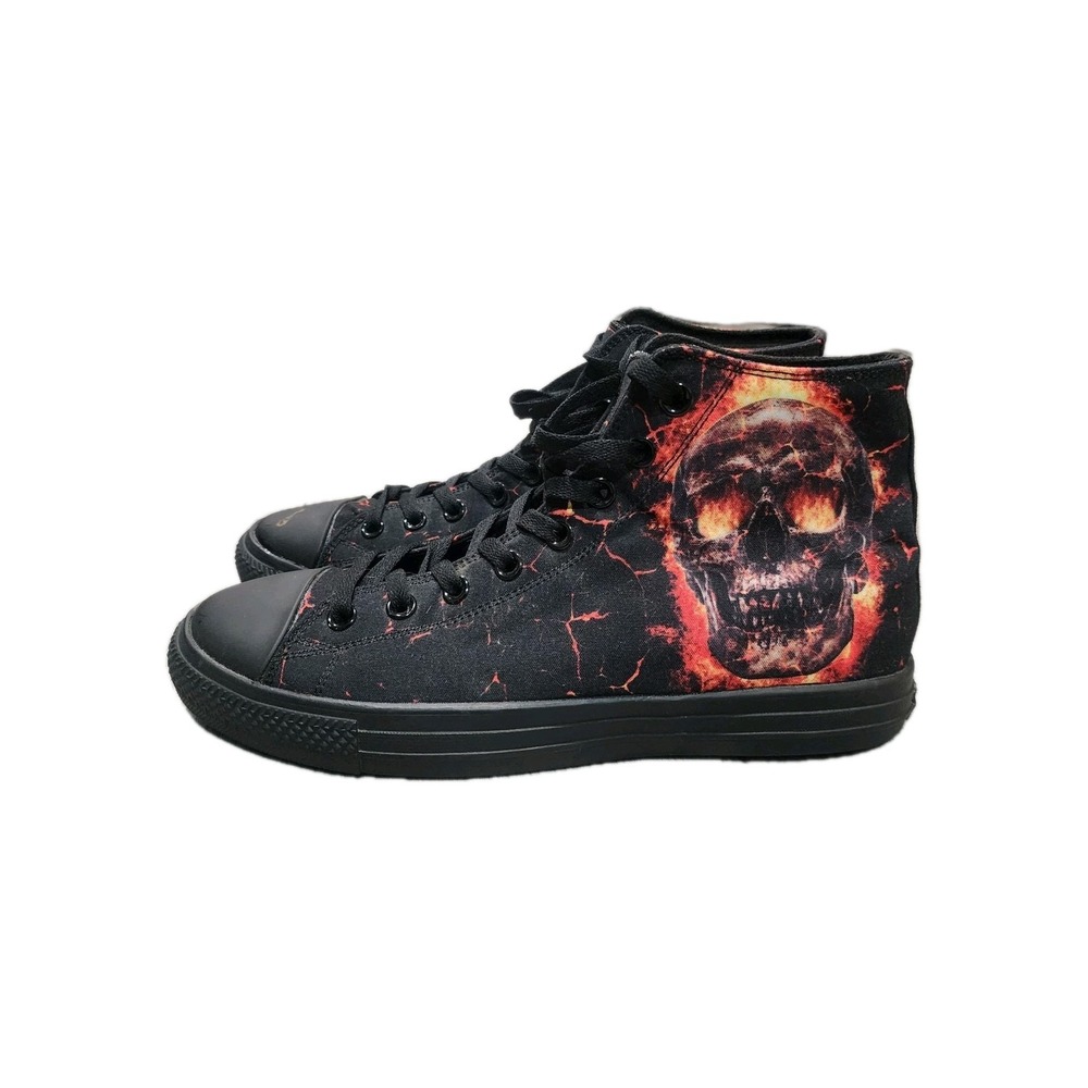 Raad Mens Shoes Size 9.5 Black Orange Red Skeleton Design Skate Shoes